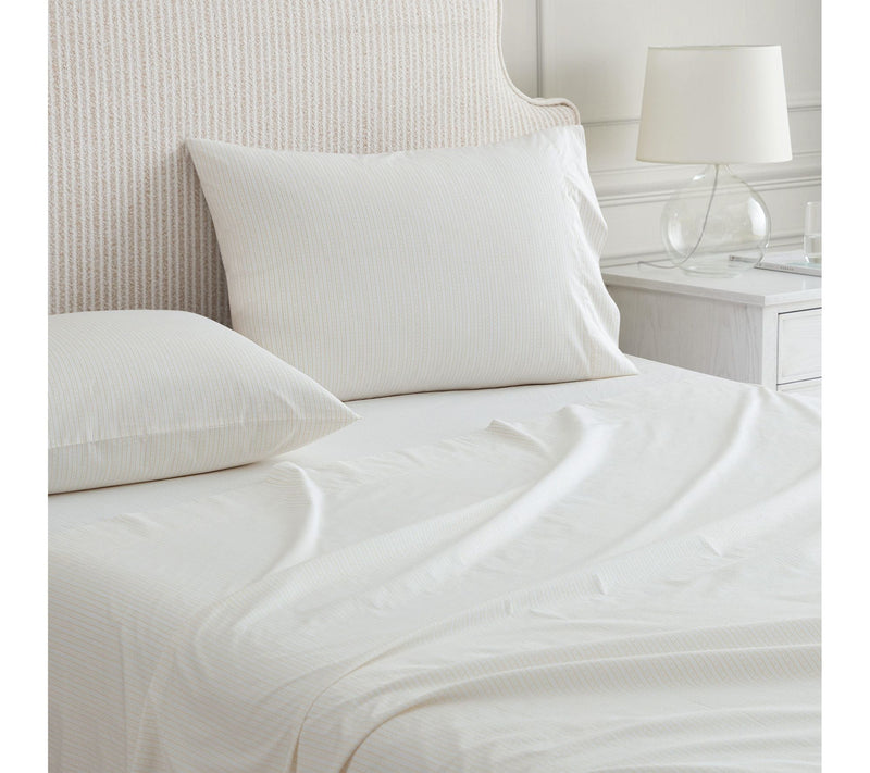 Martha Stewart Dottie Stripe White/Gold CottonTwin Sheet Set — View 5