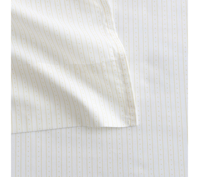 Martha Stewart Dottie Stripe White/Gold CottonTwin Sheet Set — View 6