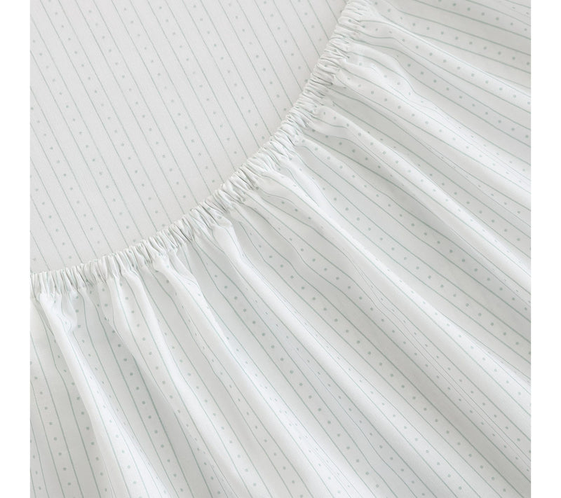 Martha Stewart Dottie Stripe White/Green CottonTwin Sheet Set — View 7