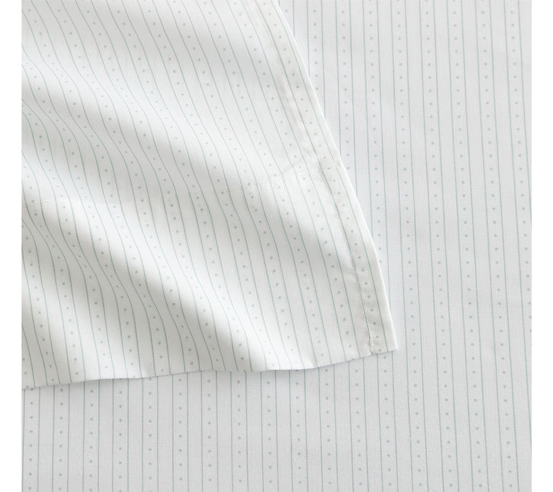 Martha Stewart Dottie Stripe White/Green CottonTwin Sheet Set — View 6