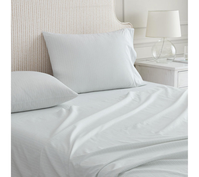 Martha Stewart Dottie Stripe White/Green CottonTwin Sheet Set — View 5