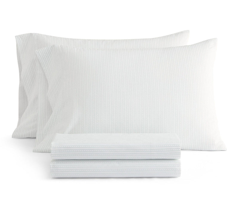 Martha Stewart Dottie Stripe White/Green CottonTwin Sheet Set — Main view
