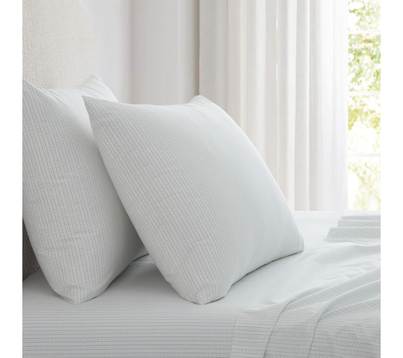 Martha Stewart Dottie Stripe White/Green CottonQueen Sheet Se — View 10