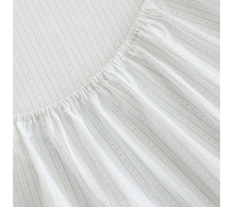 Martha Stewart Dottie Stripe White/Green CottonQueen Sheet Se — View 7