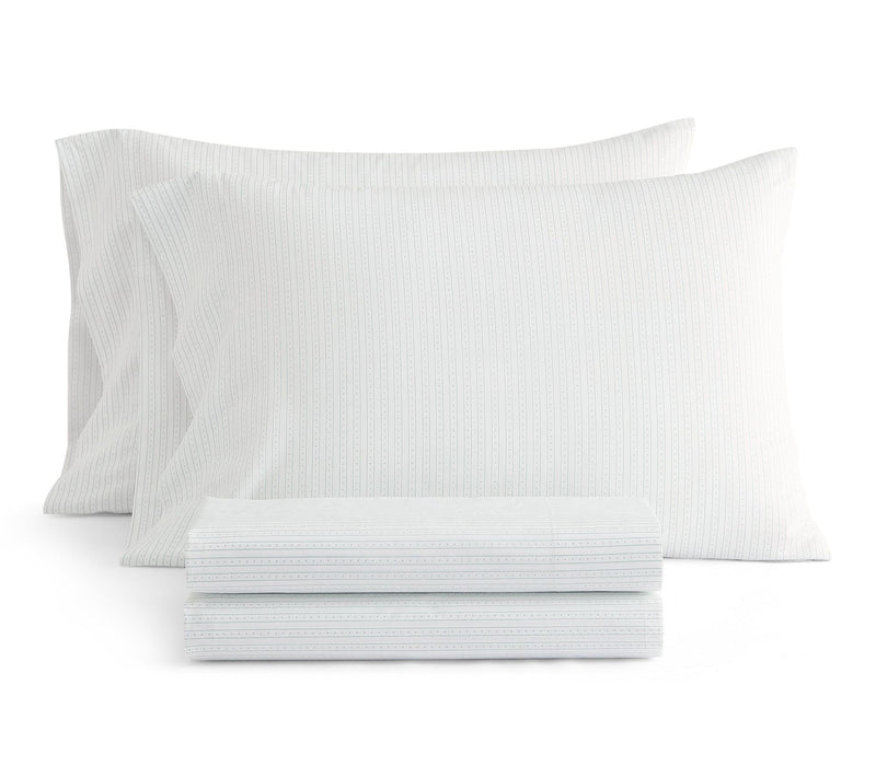 Martha Stewart Dottie Stripe White/Green CottonKing Sheet Set — Main view