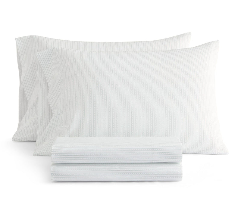 Martha Stewart Dottie Stripe White/Green CottonFull Sheet Set — Main view