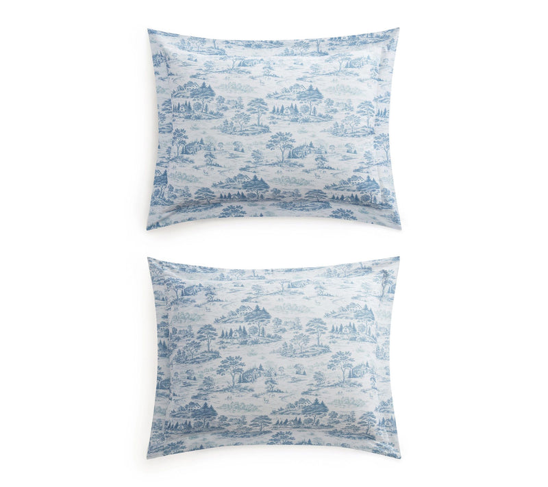 Martha Stewart Farmhouse Toile White/Blue Cotton Sateen Queen — View 5