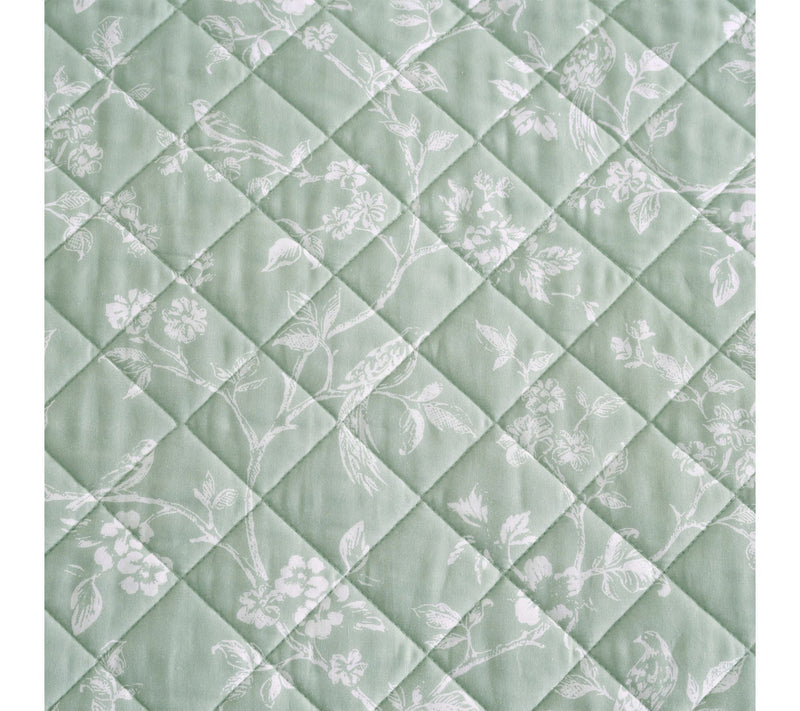 Martha Stewart French Bird Floral Green CottonQueen Quilt Set — View 6
