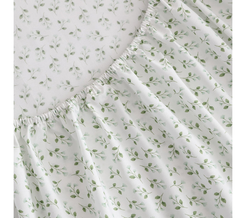 Martha Stewart Kennedy Floral White/Green Cotton King Sheet Se — View 7