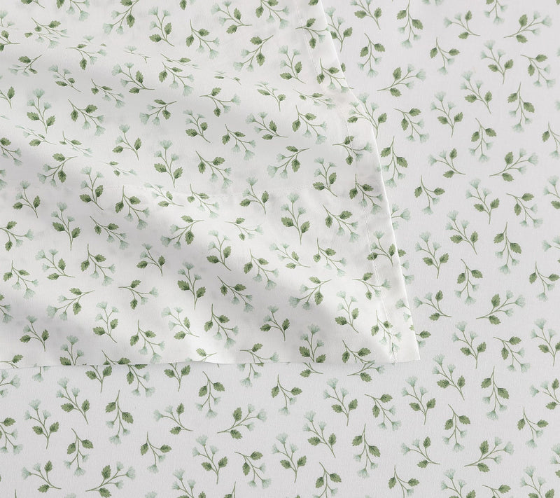 Martha Stewart Kennedy Floral White/Green Cotton Queen Sheet S — View 6