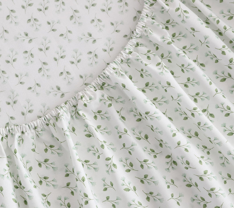 Martha Stewart Kennedy Floral White/Green Cotton Queen Sheet S — View 7