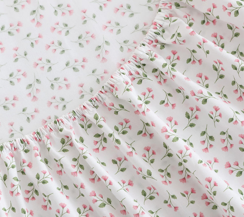Martha Stewart Kennedy Floral White/Pink CottonTwin Sheet Set — View 7