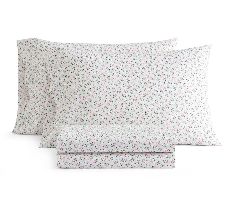 Martha Stewart Kennedy Floral White/Pink CottonTwin Sheet Set — View 3
