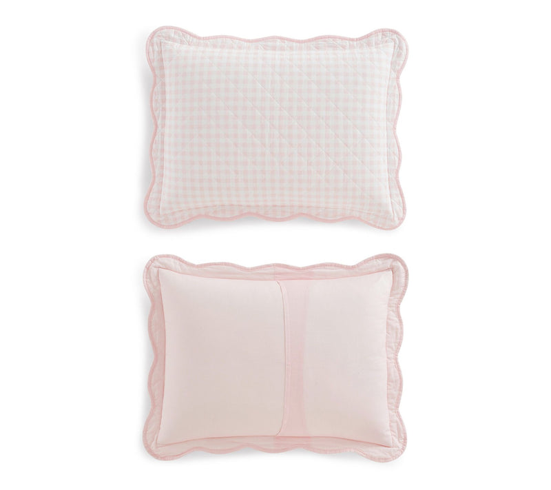 Martha Stewart Olivia Gingham Soft Pink CottonQueen Quilt Set — View 5