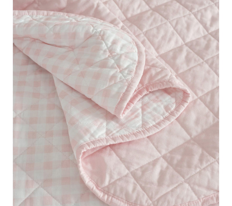 Martha Stewart Olivia Gingham Soft Pink CottonKing Quilt Set — View 7