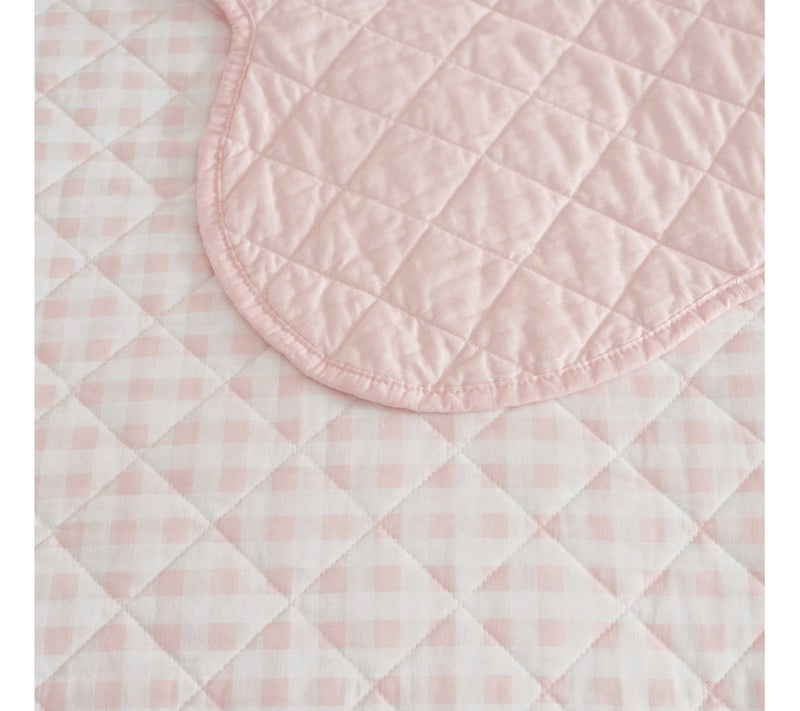 Martha Stewart Olivia Gingham Soft Pink CottonKing Quilt Set — View 4
