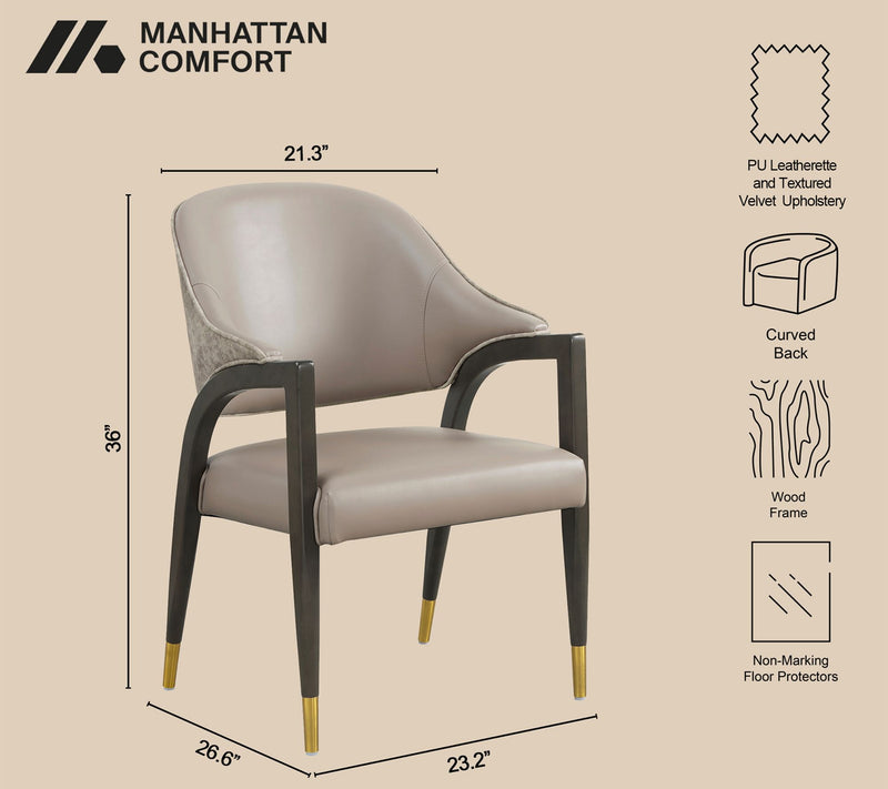 Manhattan Comfort Collette Wood Upholstered Armchair — View 4