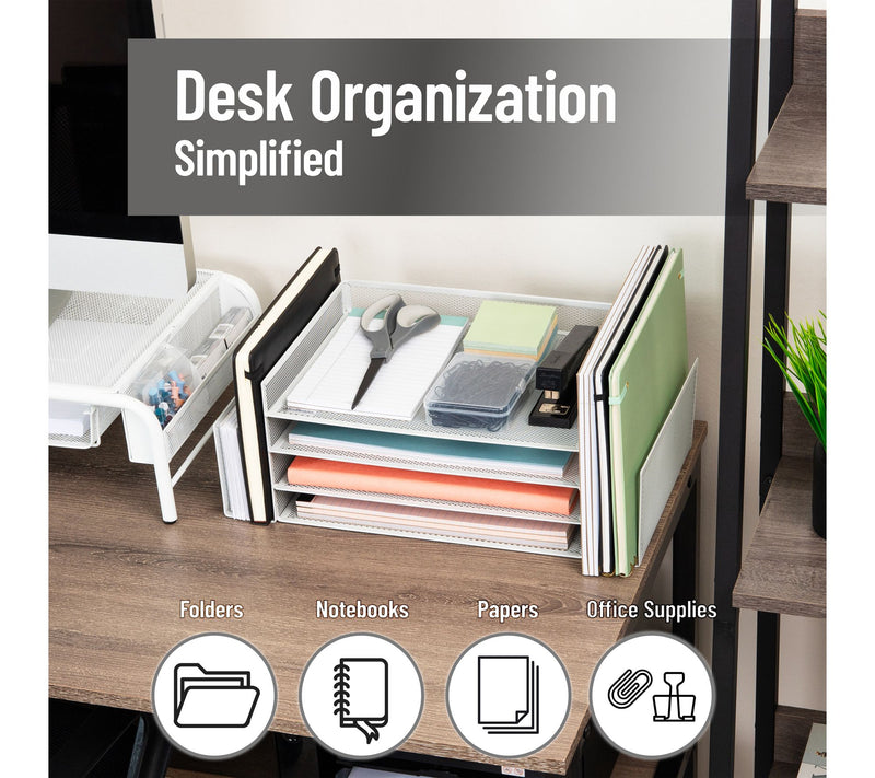 Mind Reader Desktop Organizer, File Storage, Paper Tray, White — View 2