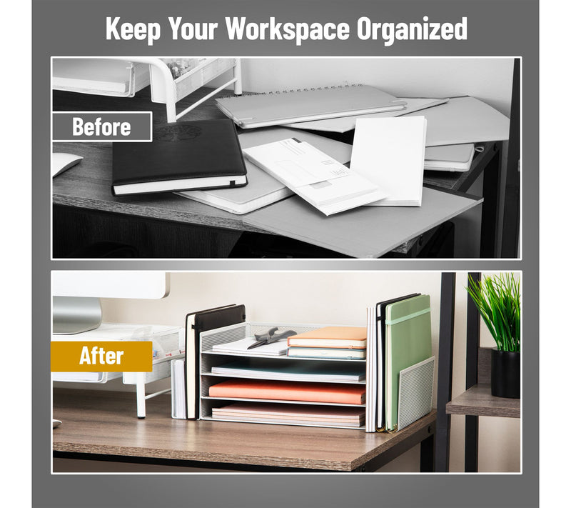 Mind Reader Desktop Organizer, File Storage, Paper Tray, White — View 5