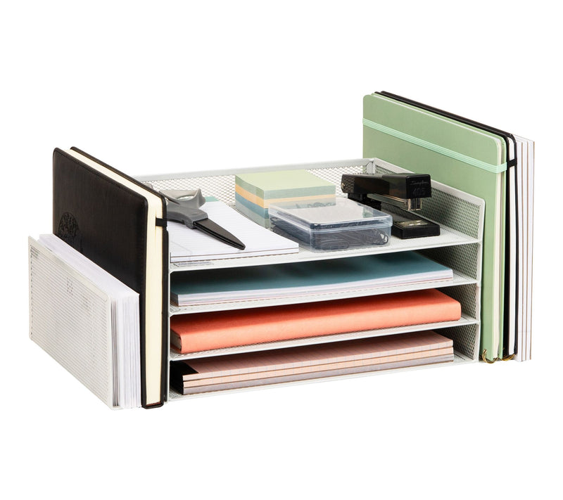 Mind Reader Desktop Organizer, File Storage, Paper Tray, White — Main view