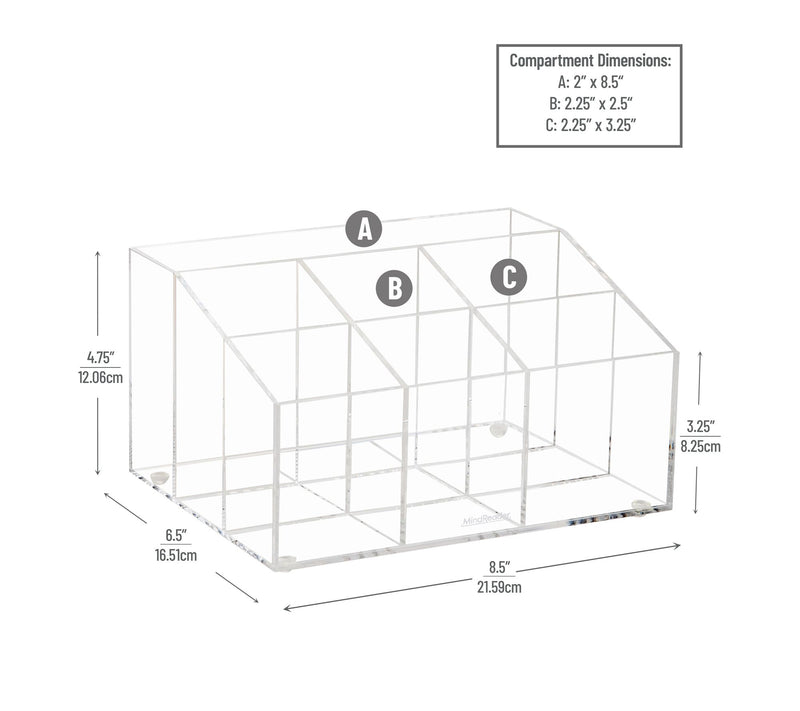 Mind Reader 7-compartment Desktop Organizer, Clear — View 3