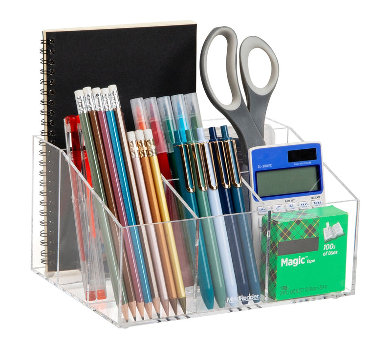 Mind Reader 7-compartment Desktop Organizer, Clear — Main view