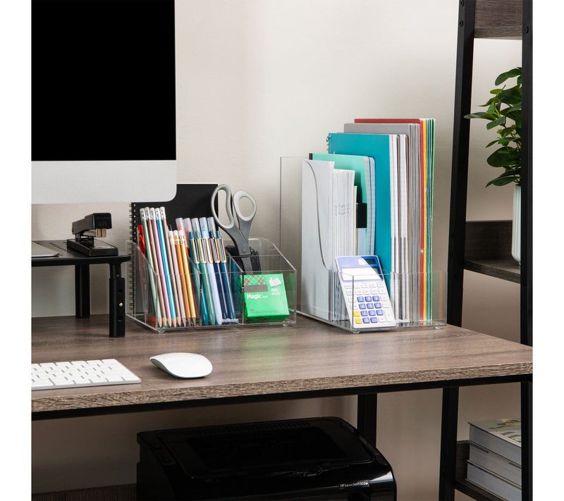 Mind Reader Vertical File Storage, Desktop Organizer, Clear — View 2