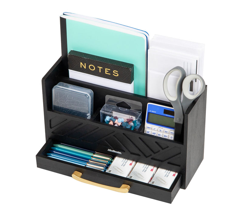 Mind Reader 5-Compartment Desktop Organizer, Rustic Wooden — View 4