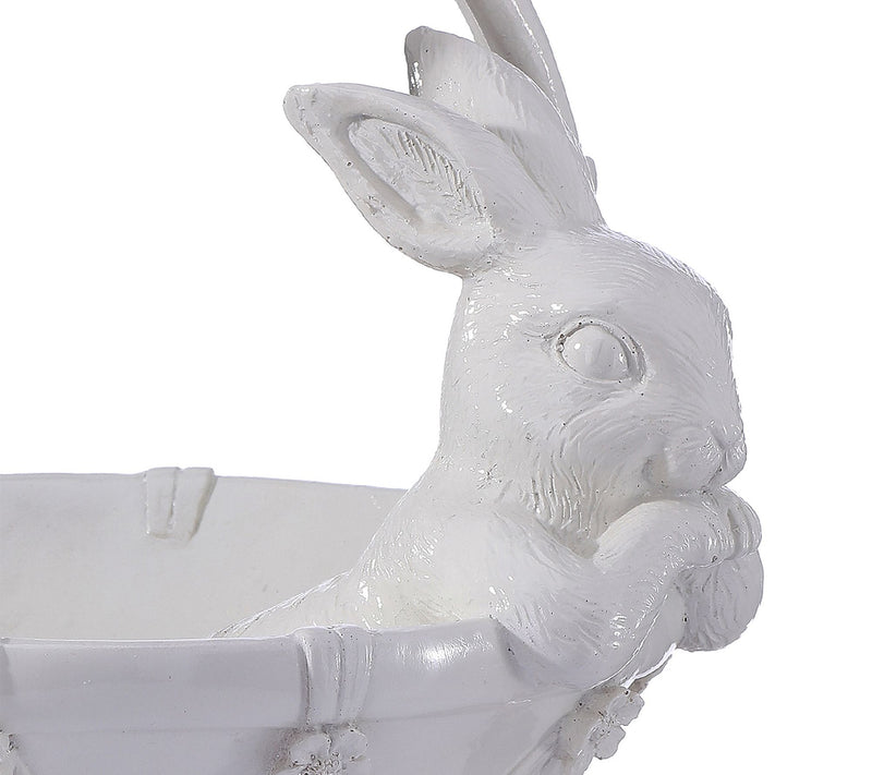 12" Resin Floral Basket With Bunny By Valerie — View 3