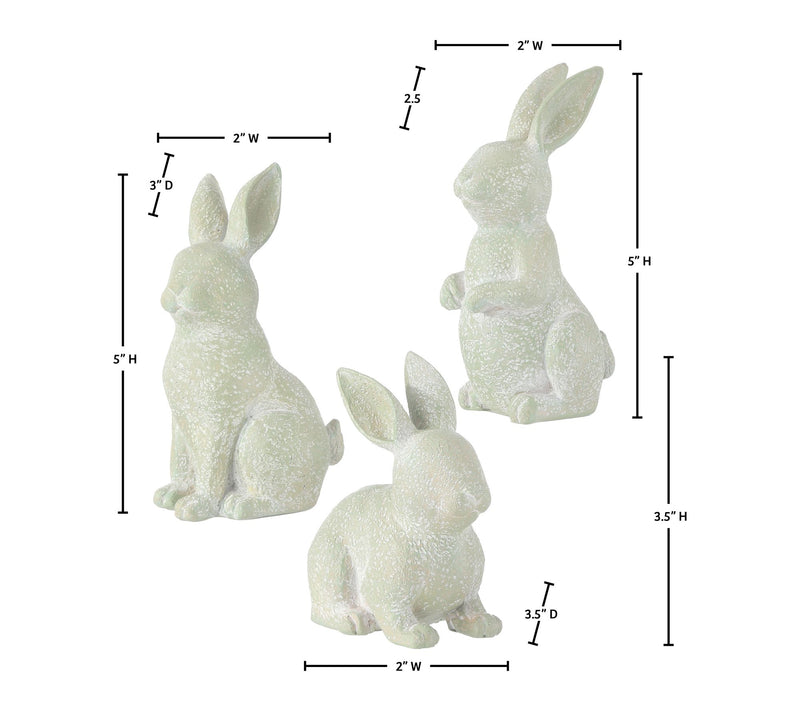 5" Resin Garden Bunny Set of 3 By Valerie — View 4