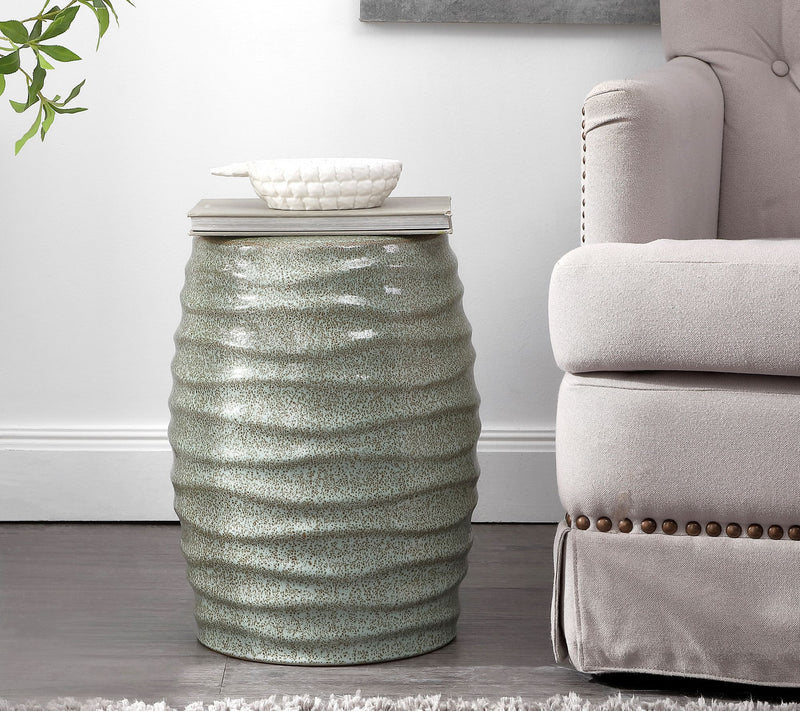 Kita, 19 Inch, Ceramic Garden Stool by Valerie — View 2