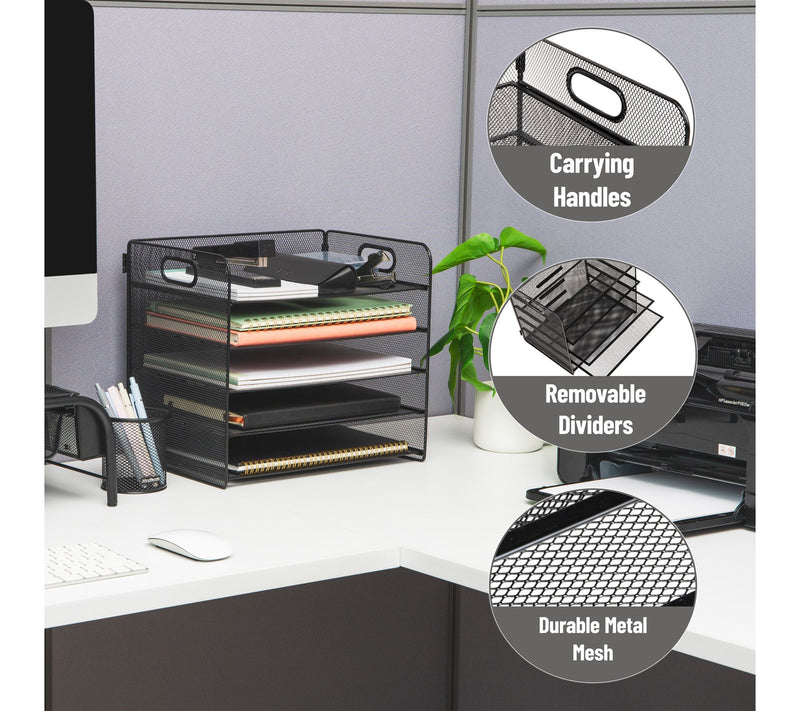 Mind Reader 5 Tier Paper Tray Desktop Organizer, Black — View 4