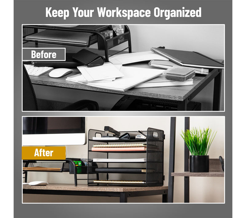 Mind Reader 5 Tier Paper Tray Desktop Organizer, Black — View 5