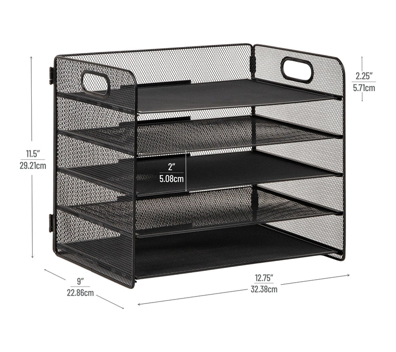Mind Reader 5 Tier Paper Tray Desktop Organizer, Black — View 3