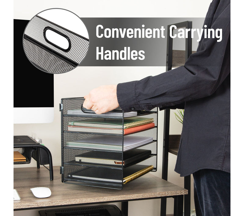 Mind Reader 5 Tier Paper Tray Desktop Organizer, Black — View 6