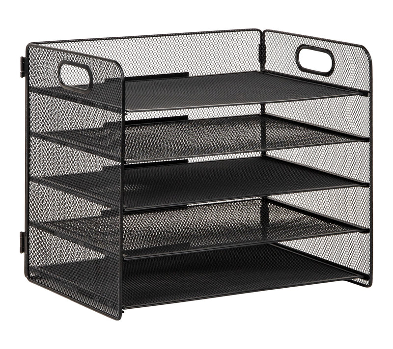 Mind Reader 5 Tier Paper Tray Desktop Organizer, Black — View 7