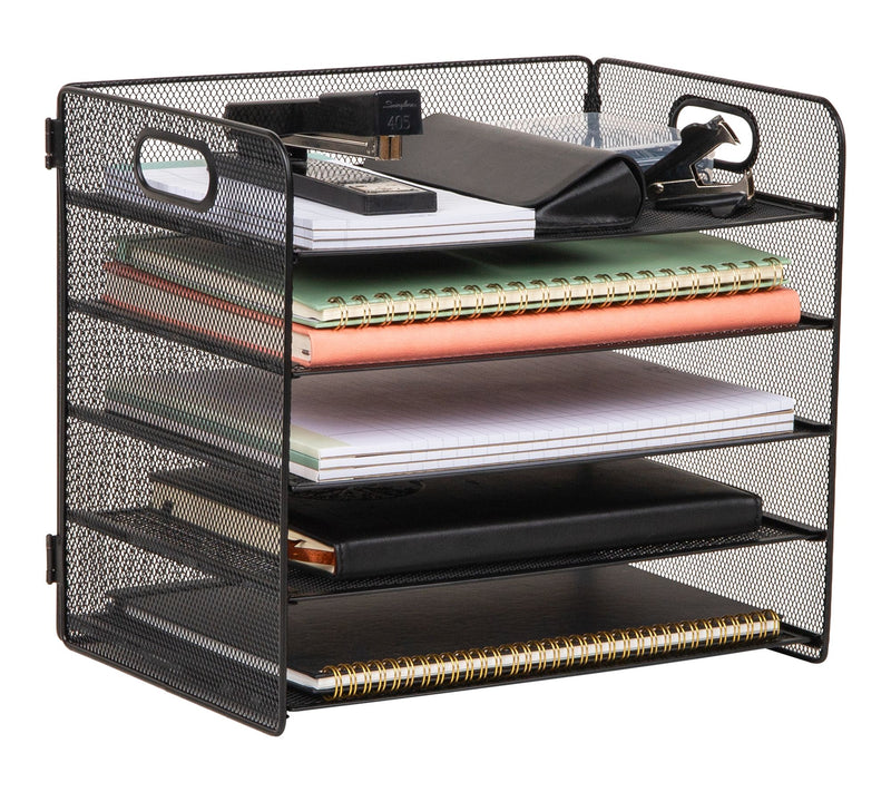 Mind Reader 5 Tier Paper Tray Desktop Organizer, Black — Main view