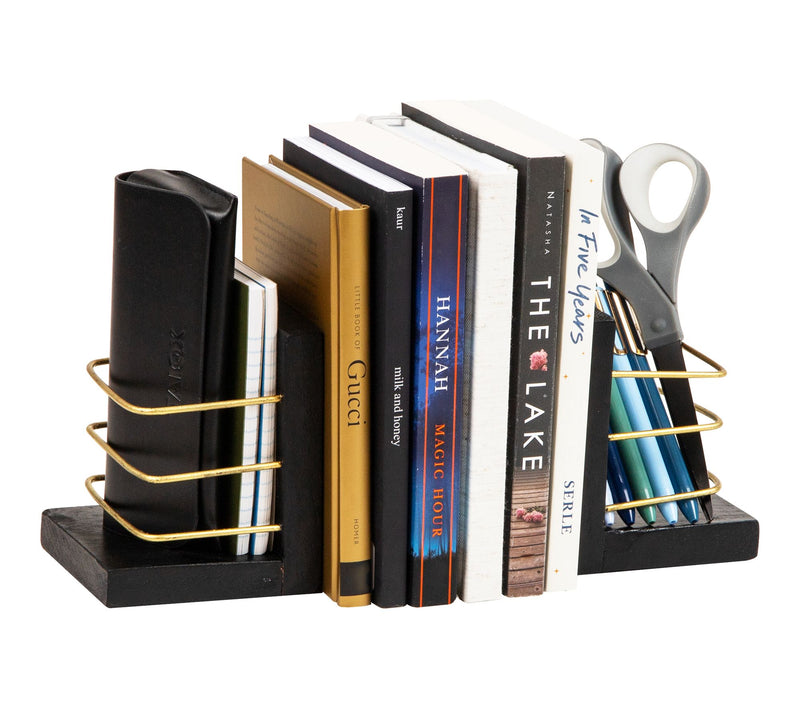 Mind Reader Decorative Basket Bookends Set of 2, Black — View 8
