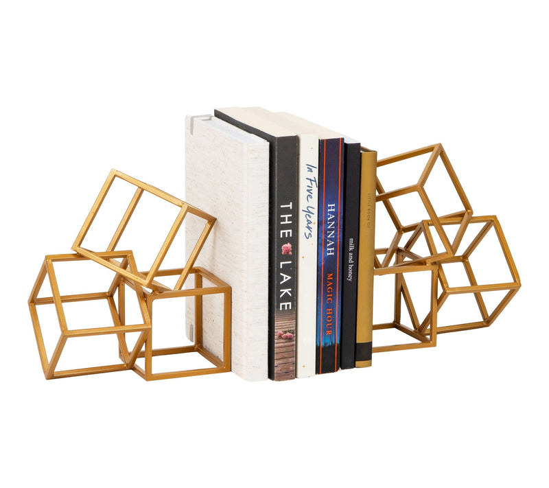 Mind Reader Decorative Geometric Cube Bookends,Set of 2 — Main view