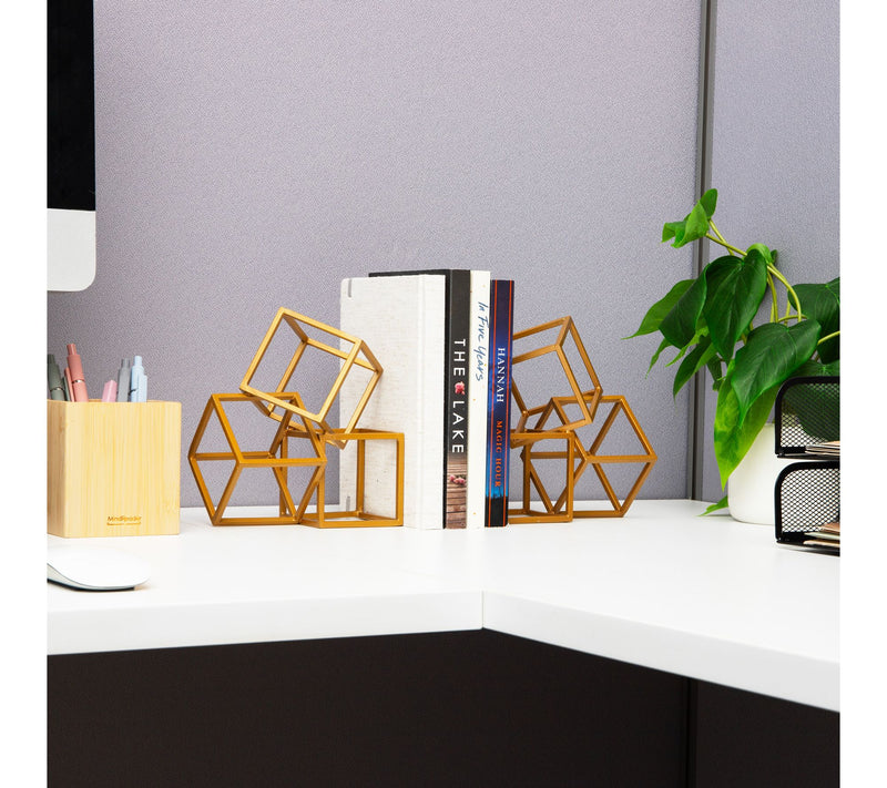 Mind Reader Decorative Geometric Cube Bookends,Set of 2 — View 6