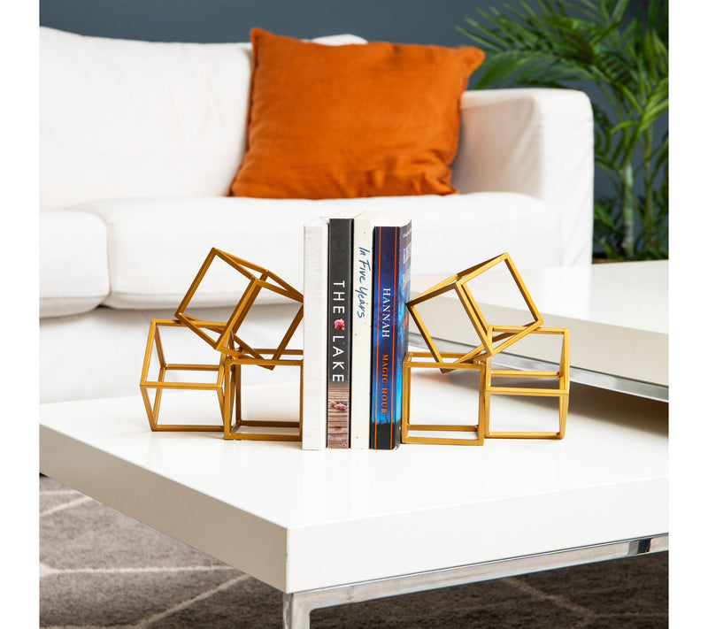 Mind Reader Decorative Geometric Cube Bookends,Set of 2 — View 4