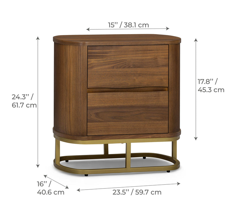 Teamson Home Seneca 2-Drawer Nightstand with Metal Base — View 6