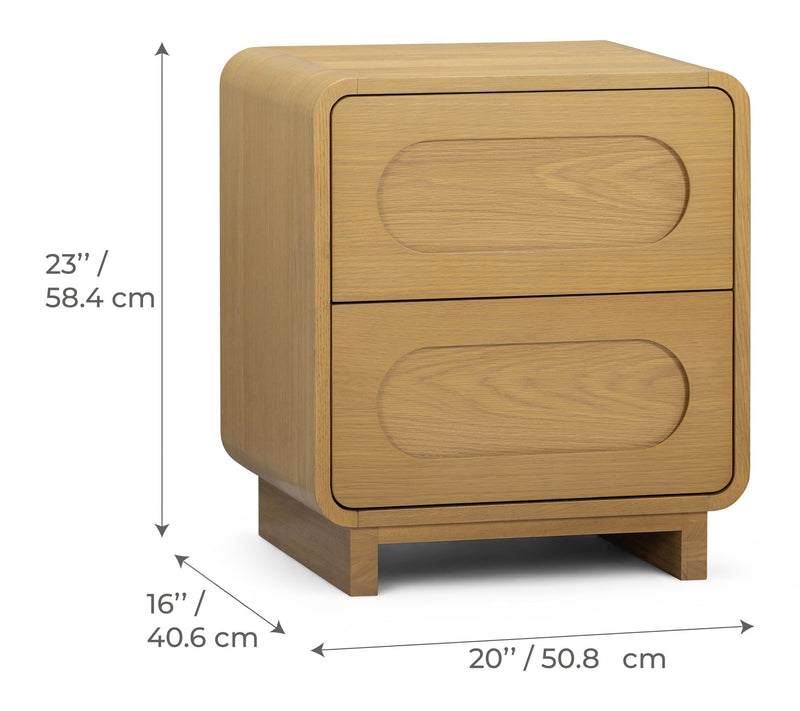 Teamson Home Tenley Oak Veneer Push Open 2-Drawer Nightstand — View 5