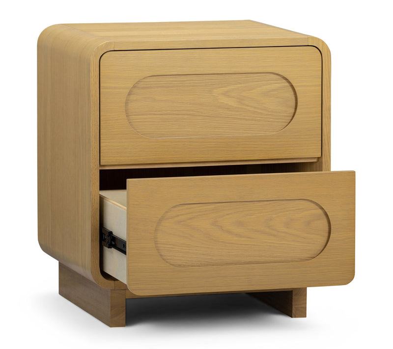 Teamson Home Tenley Oak Veneer Push Open 2-Drawer Nightstand — View 3