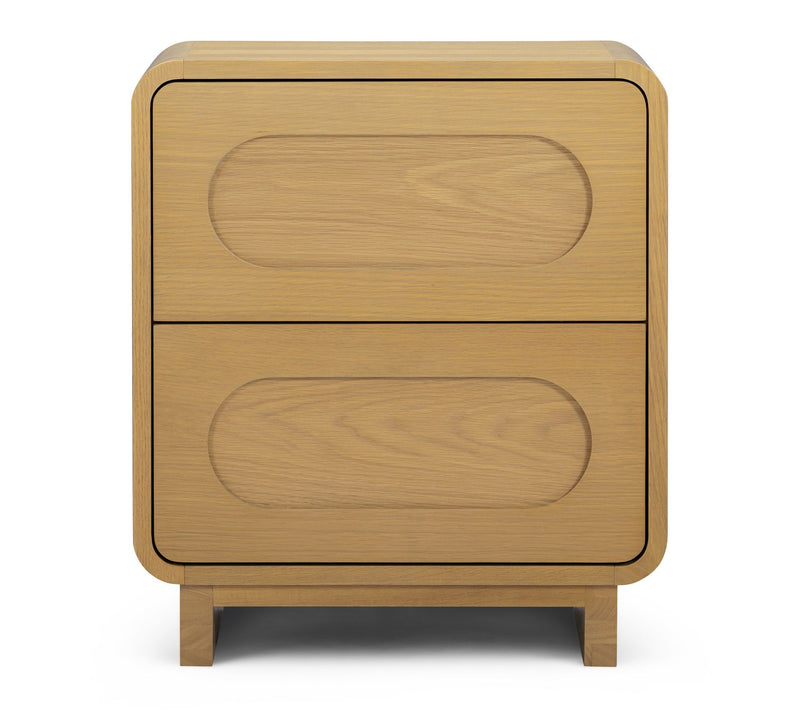 Teamson Home Tenley Oak Veneer Push Open 2-Drawer Nightstand — View 2