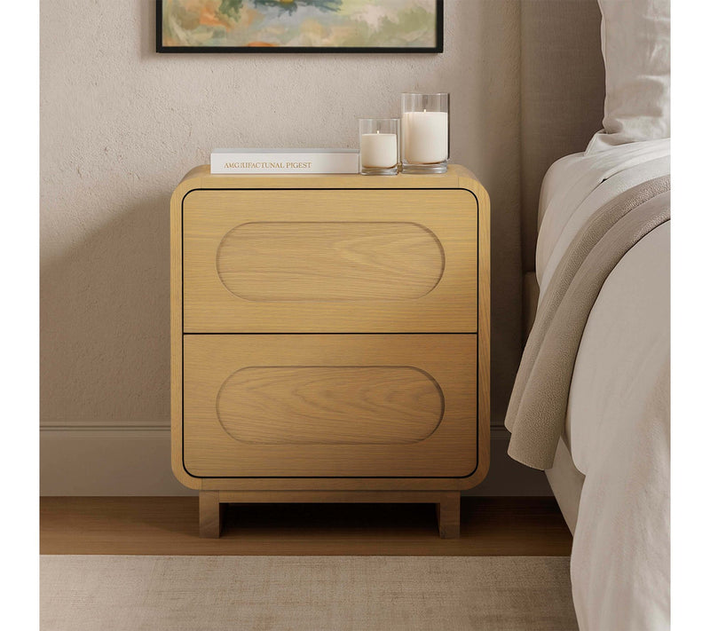 Teamson Home Tenley Oak Veneer Push Open 2-Drawer Nightstand — Main view