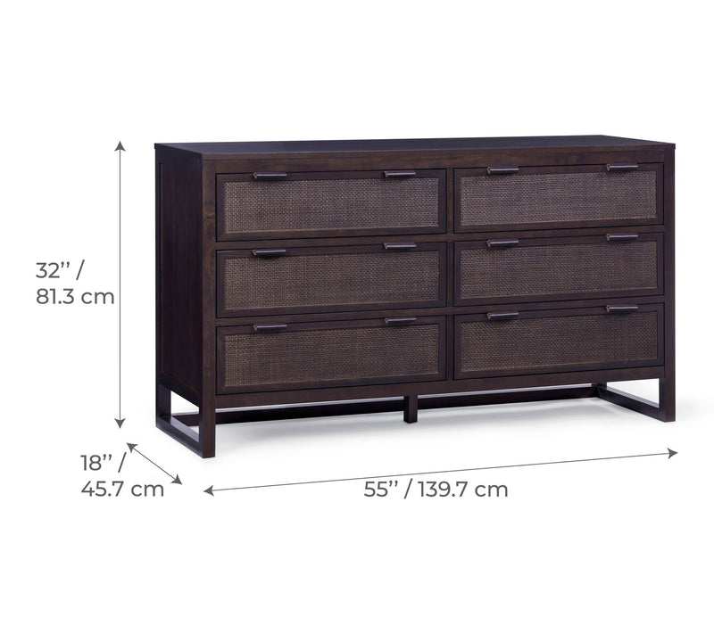 Teamson Home Hatteras 6 Drawer Dresser with Rattan Inset Panel — View 5
