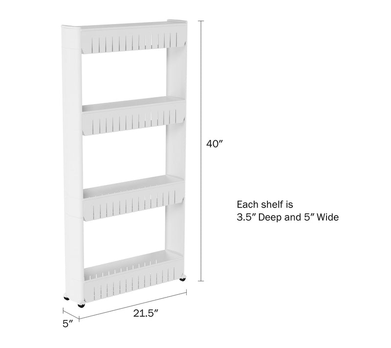 Lavish Home 4-Tier Rolling Cart Narrow-Space Slide-Out Storage — View 5