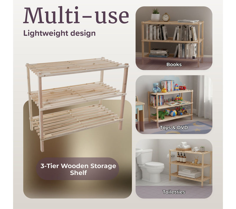 Lavish Home Shoe Storage Rack 3-Tier Wood ShoeOrganizer — View 4