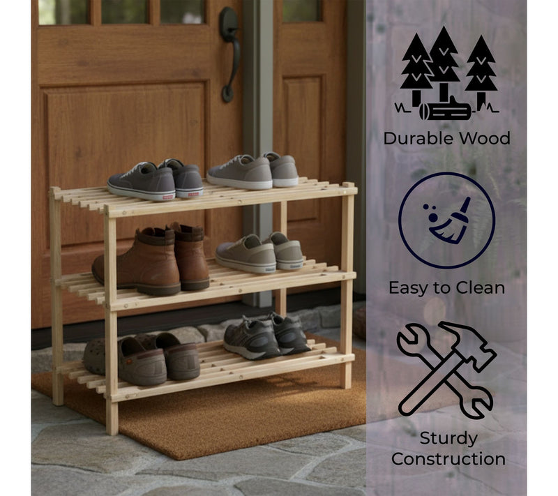 Lavish Home Shoe Storage Rack 3-Tier Wood ShoeOrganizer — View 5
